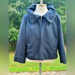 SHARAGANO DARK DENIM BOLERO JACKET BLAZER 3/4 SLEEVE MEDIUM